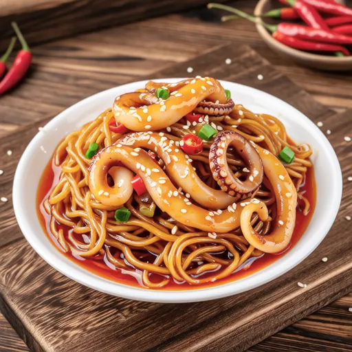 Spicy Stir-fried Squid Noodles