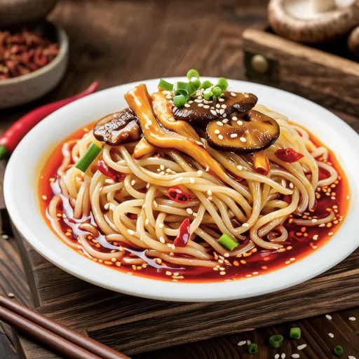 Spicy Stir-fried Shirataki Noodles and Shimeji Mushrooms