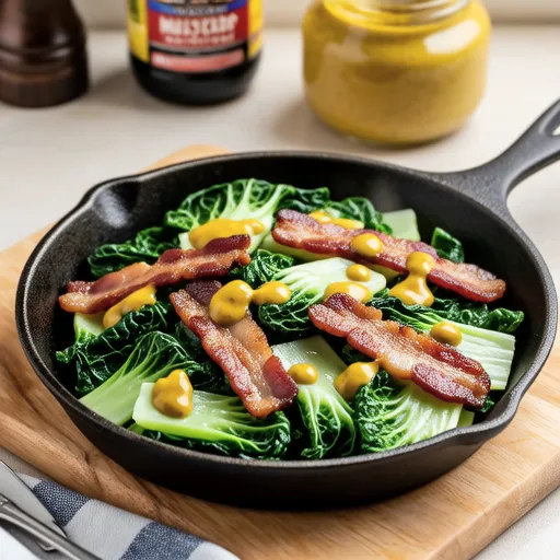 Stir-fried Cabbage and Bacon with Mustard