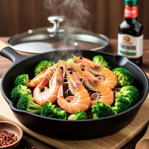 Broccoli and Shrimp Stir-fry with Scallion Salt Sauce