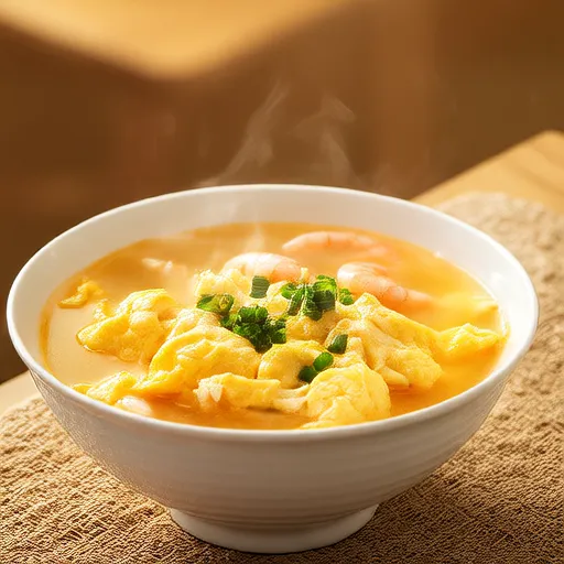 Zuppa di Colazione con Uova e Gamberetti