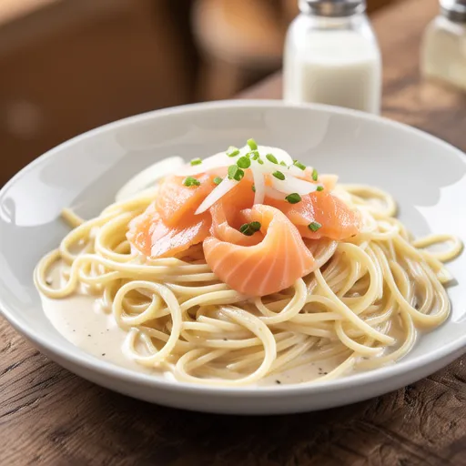 Salmon and Ikura Cream Pasta
