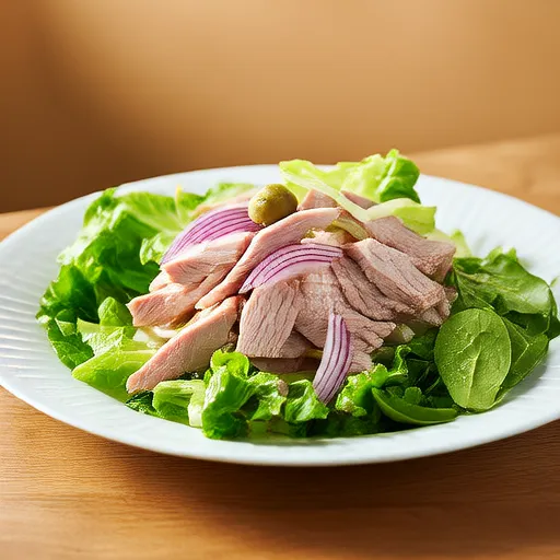 Salat mit Schweinefleisch und Kopfsalat