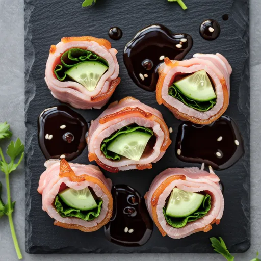 Pork Wrapped Cucumber with Ume Teriyaki