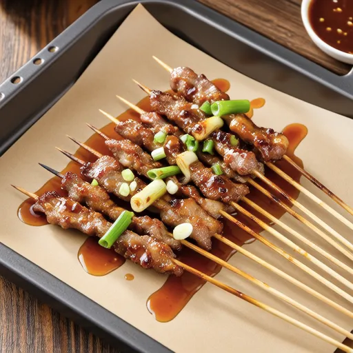 Grilled Pork Neck and Green Onion Skewers