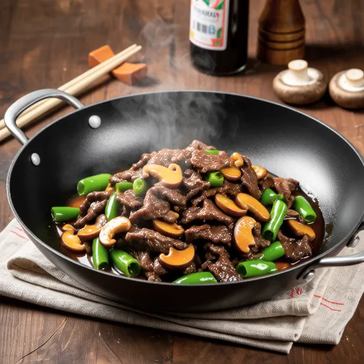 Beef and Green Pepper Stir-fry with Maitake Mushrooms