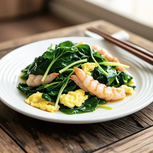 Komatsuna and Shirasu Egg Stir-fry