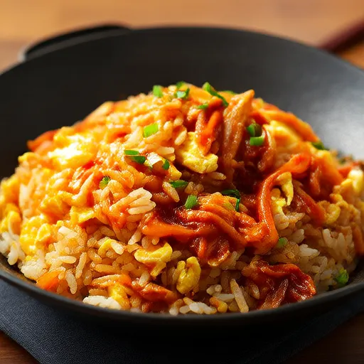 Жареный рис с кимчхи и яйцом