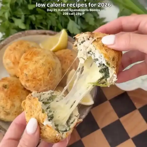 カリカリカダイフのほうれん草とフェタチーズボム