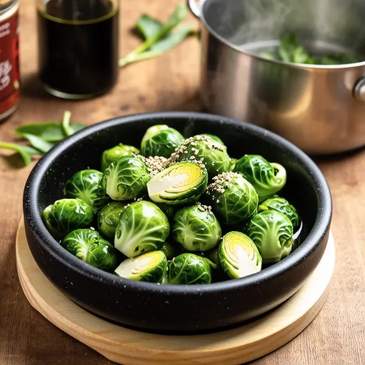 Braised Brussels Sprouts with Perilla Powder (Korean Style)