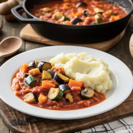 Vegetable Stew with Mashed Potatoes