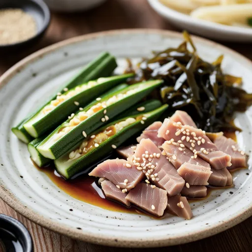 Tuna and Okra with Salted Kombu