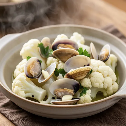 Garlic Steamed Clams and Cauliflower