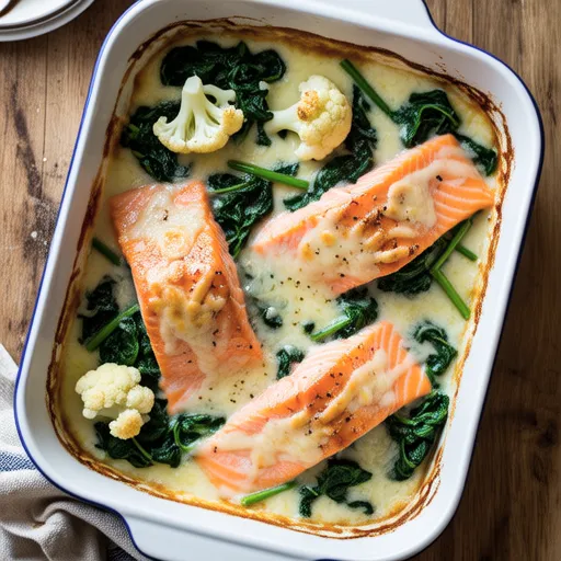 Spinach and Salmon Gratin