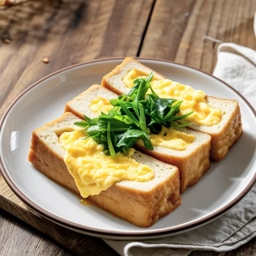 Grilled Thick Fried Tofu with Egg and Cheese