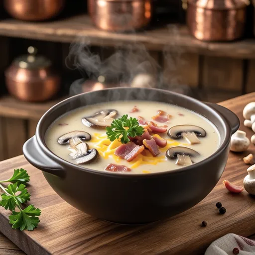 Creamy Mushroom and Bacon Soup