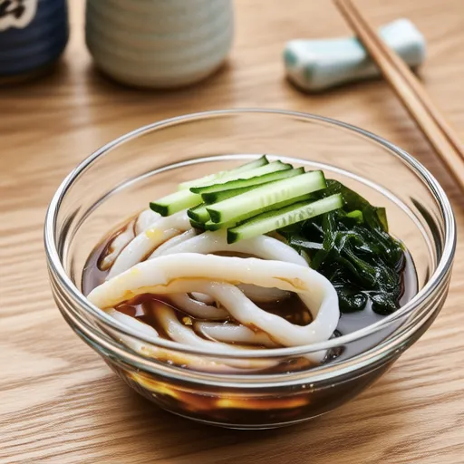 Hotaru Ika and Wakame with Mustard Vinegar Miso Dressing
