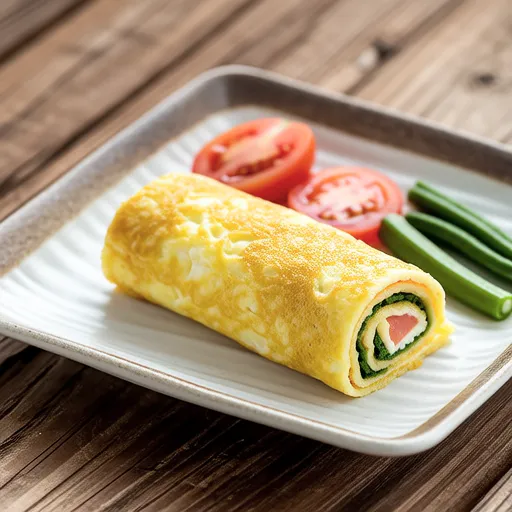 Chilled Dashi Rolled Omelette and Tomato Oden