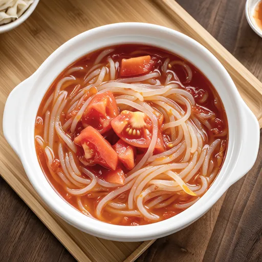 Tomato and Wakame Glass Noodle Soup