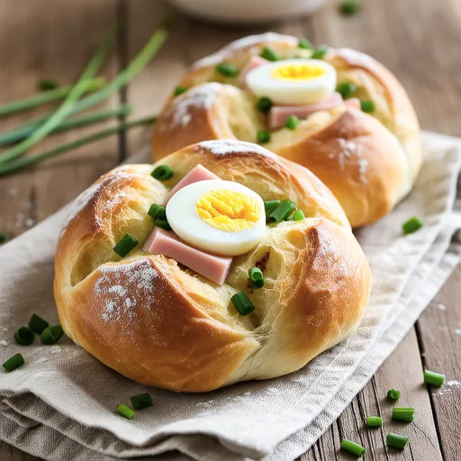 Chive Bread with Ham and Egg