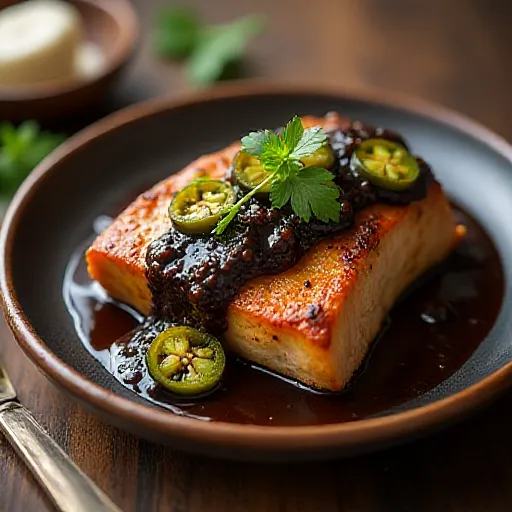 Pork Neck with Black Olive Sauce
