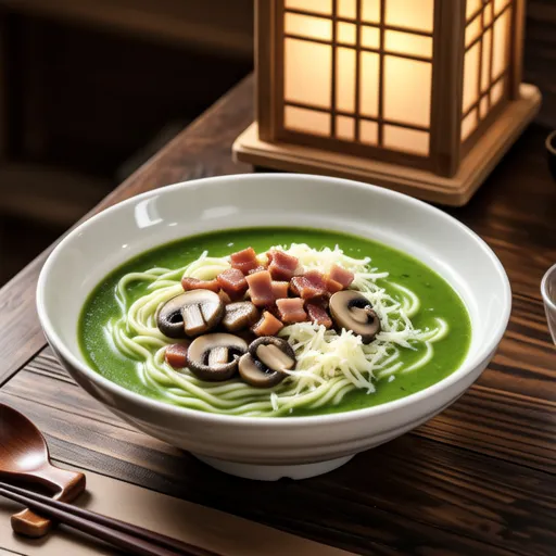 Komatsuna and Bacon Soup Pasta