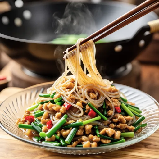 Chicken Mince and Garlic Chive Stir-fried Vermicelli