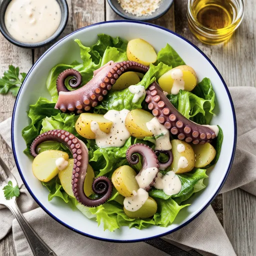 Potato Salad with Lettuce and Octopus