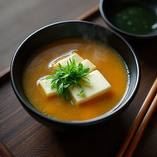 Zuppa di miso con komatsuna e tofu