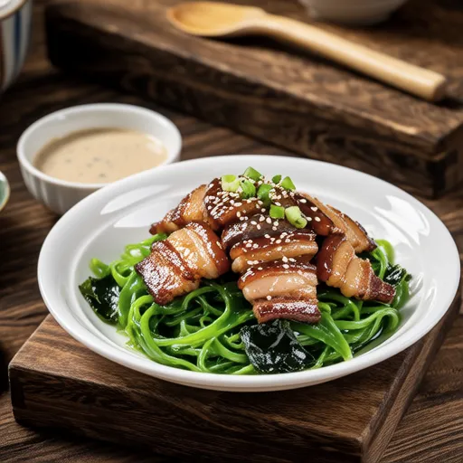 Mizuna and Pork Salad with Salt Sesame Dressing