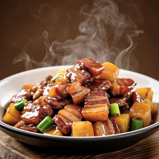 Pork Belly and Yam Stir-fry with Plum Oyster Sauce