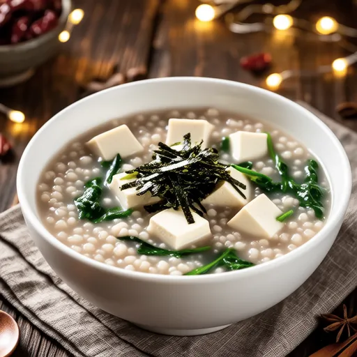 Tofu and Korean Seaweed Rice Porridge