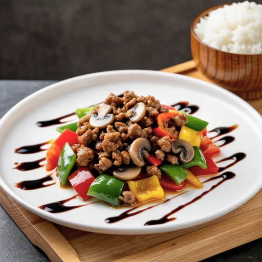 Stir-fried Bell Peppers and Ground Meat with Oyster Sauce