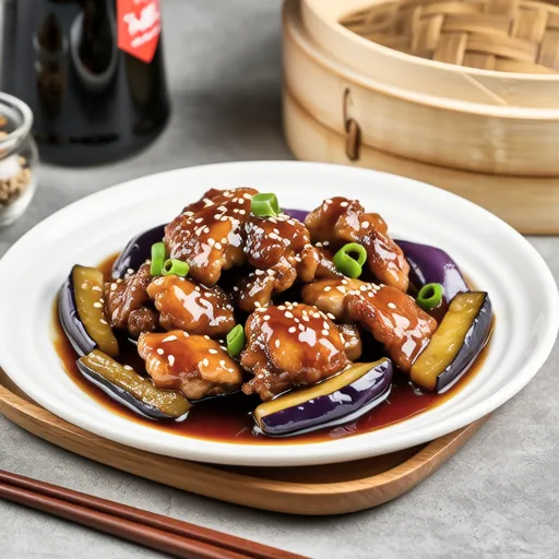 Steamed Chicken and Eggplant in Microwave