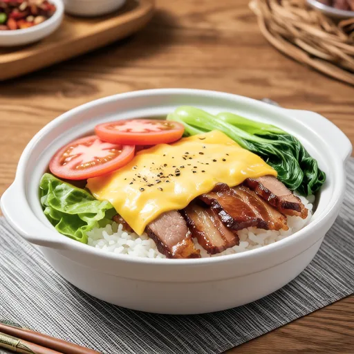 Lettuce and Tomato Cheese Rice Bowl