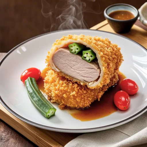 Okra Wrapped Pork Cutlet Fry
