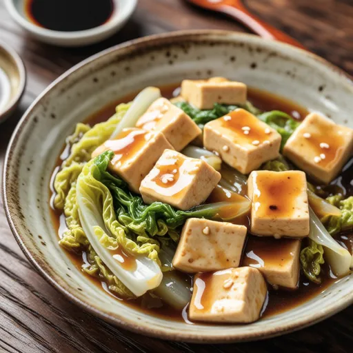 Cabbage and Fried Tofu Microwave Simmer