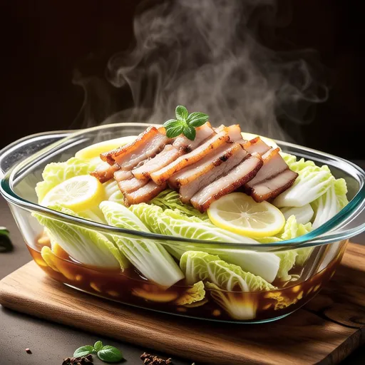 Steamed Spring Cabbage and Pork Belly with Salt Lemon