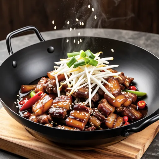 Pork Belly Stir-fry with Bean Sprouts and Scallions