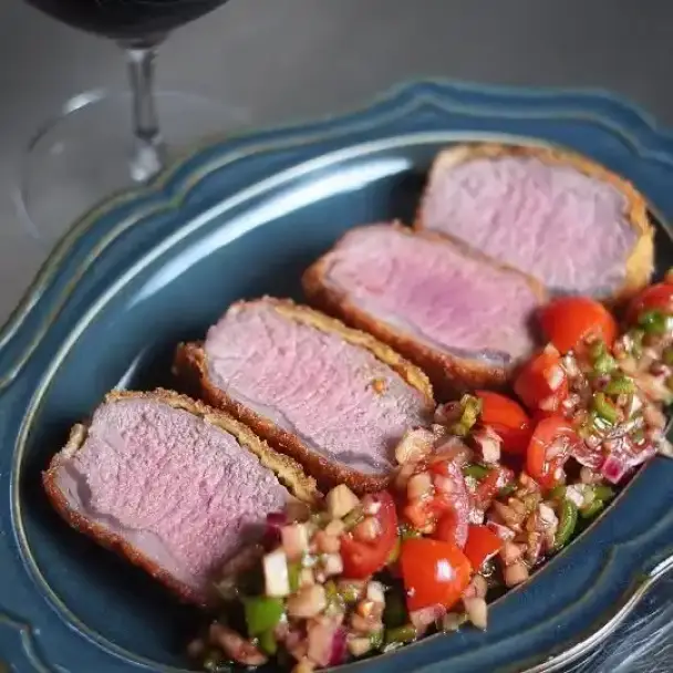 フレッシュサルサが美味しいラムのカツレツ