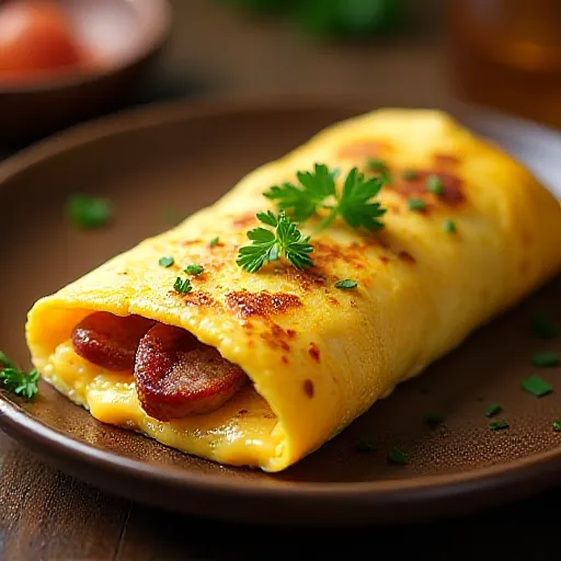 Омлет с сыром, беконом и сосисками