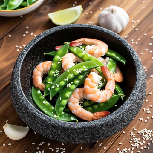 Stir-fried Shrimp and Pea Shoots with Mentsuyu
