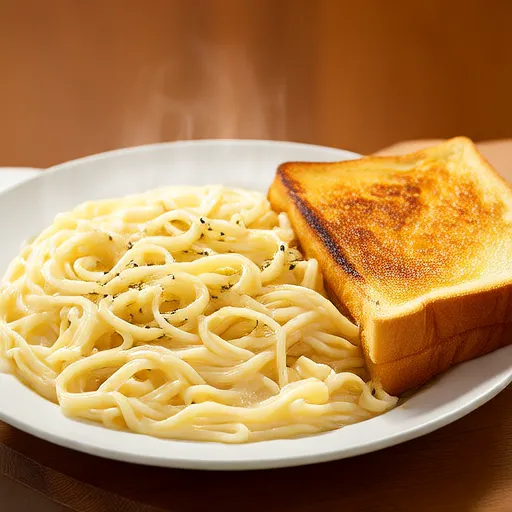 クリームパスタとチーズブレッド