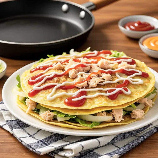 Tuna Cabbage Pancake (Okonomiyaki Style)