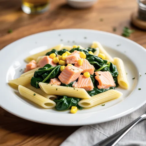 Spinach and Salmon Cream Penne