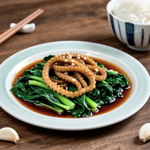 Stir-fried Water Spinach and Squid with Oyster Sauce