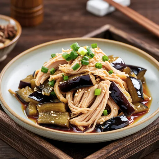 Steamed Eggplant and Salad Chicken Chinese-style Mix