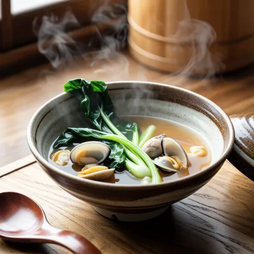 春菊とあさりの味噌スープ