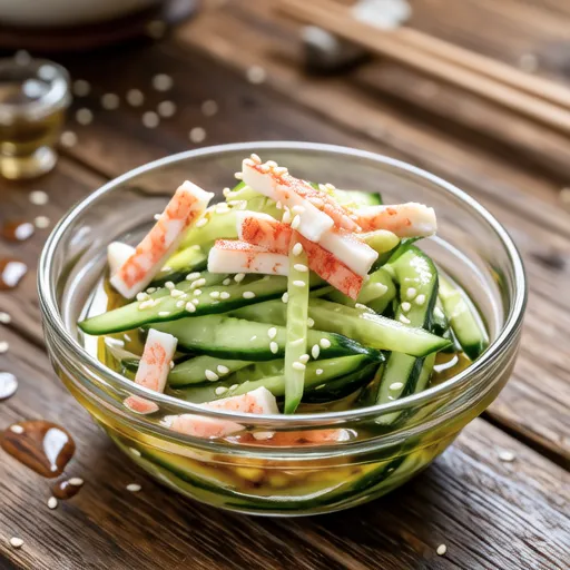 Crunchy Cucumber and Crab Stick Mustard Salad
