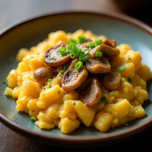 Japanese-style Stir-fried Bunashimeji Mushrooms and Eggs